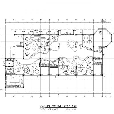流线型幼儿园CAD平立面
