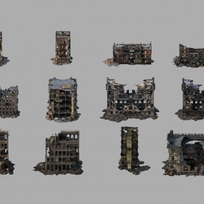 末日建筑 废弃房 战争残骸 爆炸建筑 荒废建筑