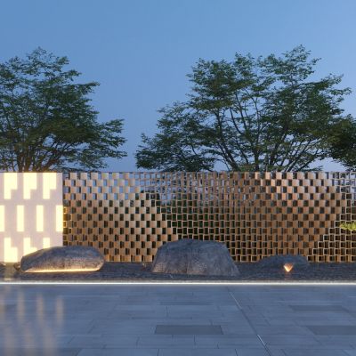 现代景墙围墙玻璃砖景墙户外景墙形象墙艺术景墙文化墙