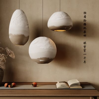 侘寂风吊灯 中古风吊灯 中式灯笼 纸质吊灯 布艺吊灯