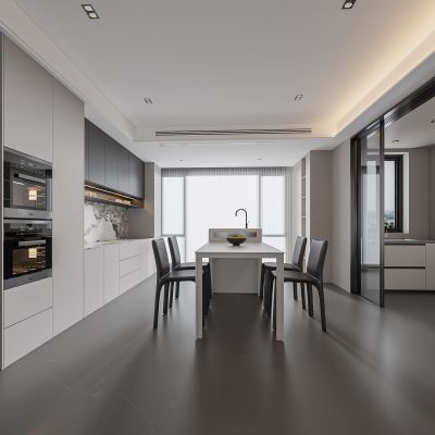 现代家居餐厅 餐桌椅组合 酒柜组合 饰品