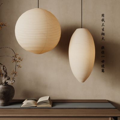 侘寂风吊灯 中古风吊灯 中式灯笼 纸质吊灯 布艺吊灯