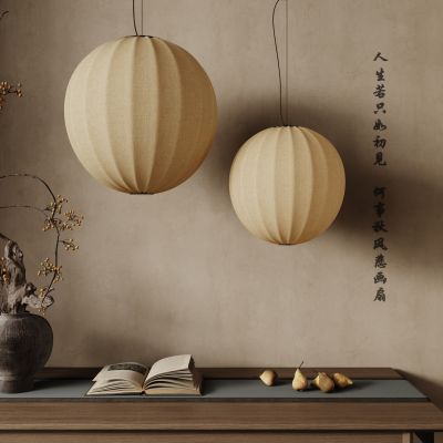 侘寂风吊灯 中古风吊灯 中式灯笼 纸质吊灯 布艺吊灯
