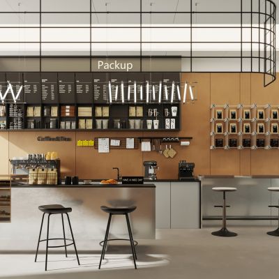 现代咖啡操作台 卡座 