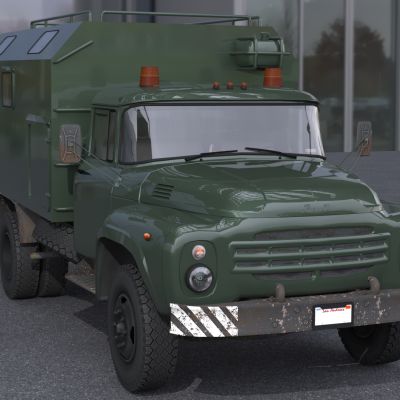 80年代国产经典东风军医用救护车卡车130汽车带内饰3D模型