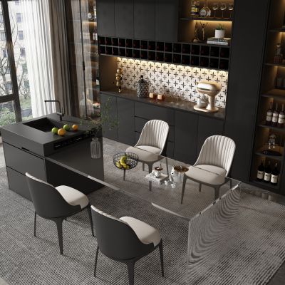 现代岛台餐厅餐桌
