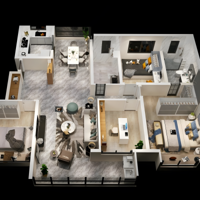 现代风格家居鸟瞰图