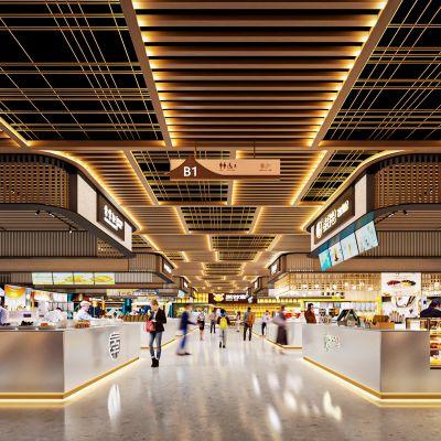 现代商场美食城档口 美食街 奶茶