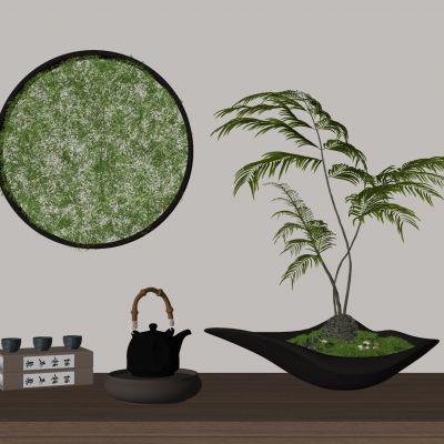 蕨类植物盆栽摆件花盆室内中式花卉盆景肾蕨苹果蕨景石