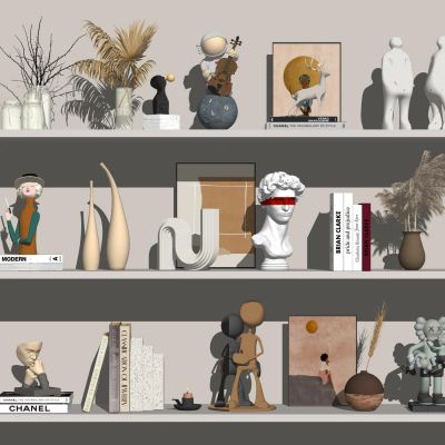 现代饰品摆件大卫石膏人物雕塑陈设工艺品书籍花瓶