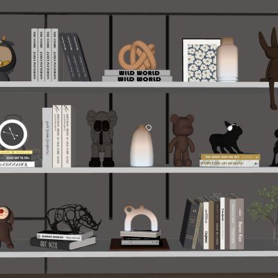 现代饰品摆件石膏人物雕塑动物雕塑暴力熊陈设工艺品书籍花瓶盆栽