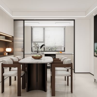 现代餐厅 餐边柜 餐桌椅 酒柜  餐桌