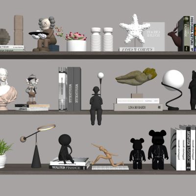 现代饰品摆件石膏人物雕塑陈设工艺品书籍花瓶暴力熊盆栽