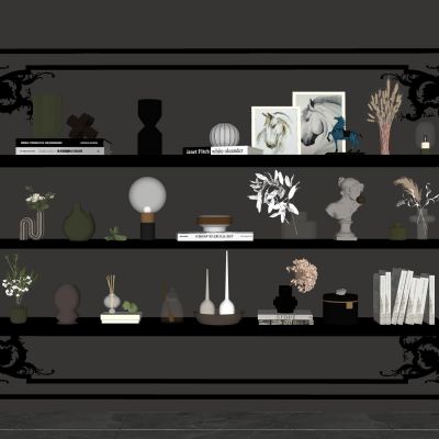 现代饰品摆件石膏人物雕塑陈设工艺品书籍花瓶盆栽装饰画