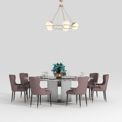 法式餐桌椅组合 吊灯
