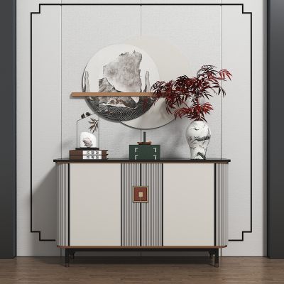 新中式玄关边柜_饰品_摆件_墙饰