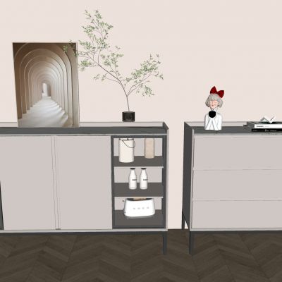 现代奶油风边柜 玄关柜 装饰柜 玻璃边柜玄关柜 装饰画摆件