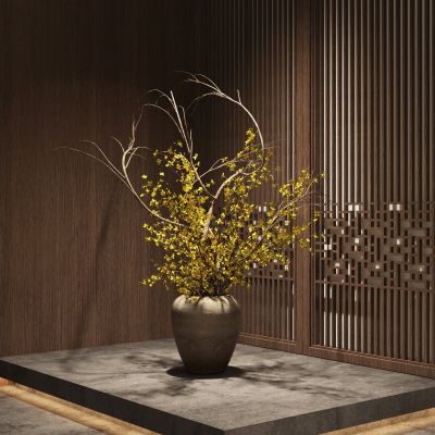 新中式花艺花瓶3D模型