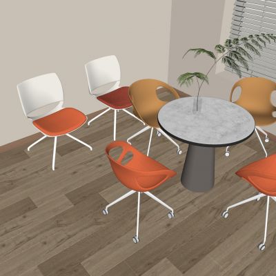 现代休闲桌椅组合 圆桌圆几 亚克力休闲椅 水生植物 洽谈桌椅