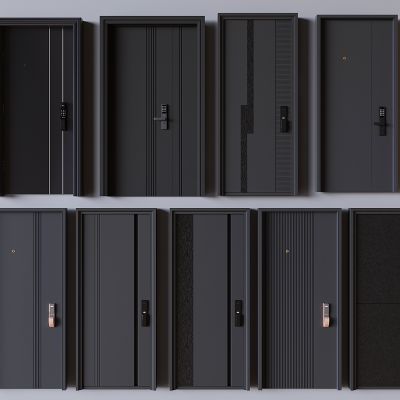 现代入户平开门 防盗门 子母门 指纹密码锁智能防盗门