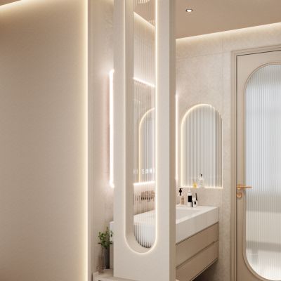 北欧 奶油 中古风 造型 隔断 干湿分离  干区