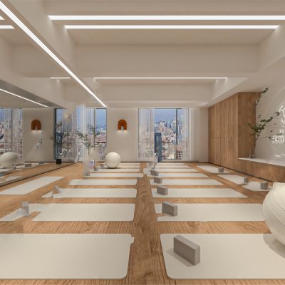 现代风格瑜伽馆CAD施工图+效果图