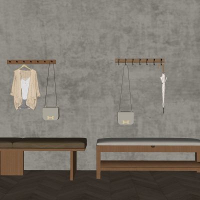 中古风换鞋凳 床尾凳 挂衣钩 衣帽架 挂钩 长条凳