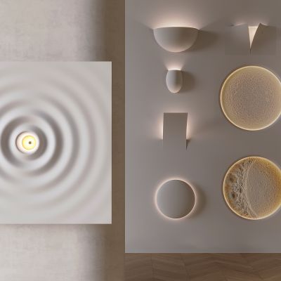 水波纹石膏灯 石膏壁灯 石膏月球灯 翻页造型石膏灯 装饰壁灯