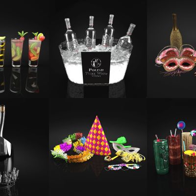 聚会party道具面具酒瓶 香槟啤酒洋酒 果酒饮品酒水 酒桶冰镇wine 