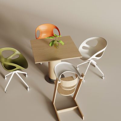 现代休闲椅 休闲方桌椅组合 升降旋转椅 木质宝宝椅