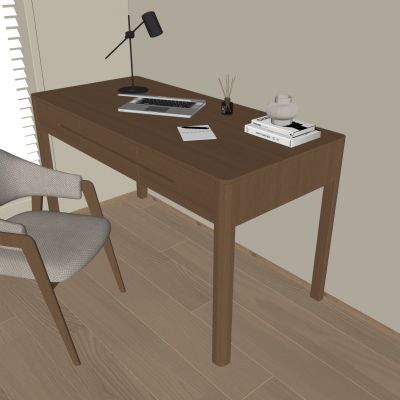 中古风书桌椅组合 笔记本电脑 台灯阅读灯 中古风书桌 扶手椅