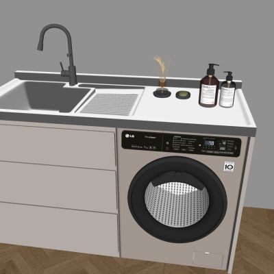 现代浴室柜 智能洗衣机 台盆 水龙头
