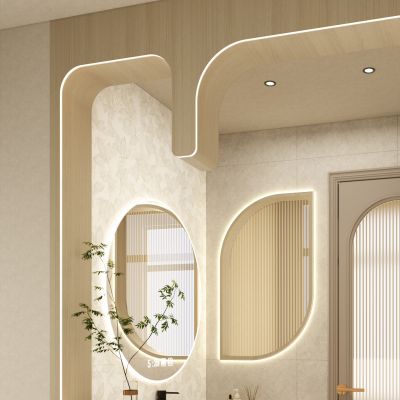 北欧 奶油 中古风 半墙 造型隔断 干湿分离 卫生间 干区