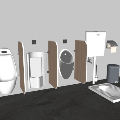 现代蹲便 小便斗 小便器 尿斗 厕纸盒 垃圾桶