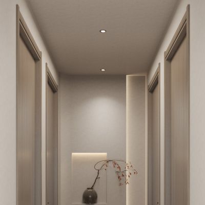 奶油 诧寂风 禅意 造型灯带 花瓶 走廊 端景 玄关