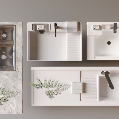 现代浴室柜 水龙头 台盆