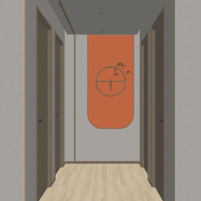 北欧 奶油 原木风 内嵌灯带 悬浮吊顶 走廊 端景 玄关