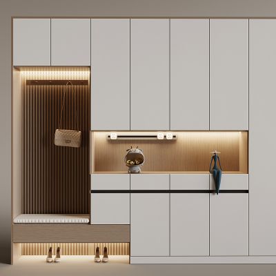 现代鞋柜 地柜式鞋柜 多功能鞋柜 入户玄关鞋柜 可移动轨道插座 换鞋凳