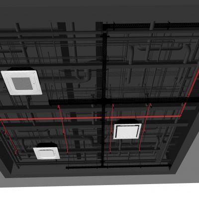现代工业风管道顶 裸顶 工业风吊顶 空调出风口 通风天花管道
