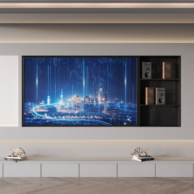 现代电视背景墙 悬空电视墙 内嵌电视墙 落地电视柜 书柜电视墙