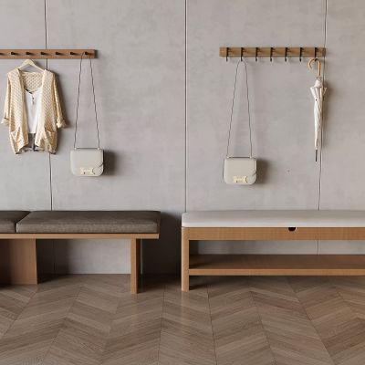 中古风换鞋凳 床尾凳 挂衣钩 衣帽架 挂钩 长条凳