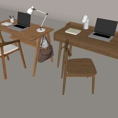 中古风书桌椅组合 电脑 台灯阅读灯 中古风抽屉书桌 扶手椅