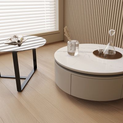 现代茶几圆几 大理石台面圆几 百叶帘 大理石茶几 饰品摆件3D模型