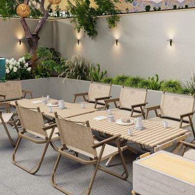 现代庭院桌椅组合 折叠桌椅 景观造景 庭院花园 景观小品