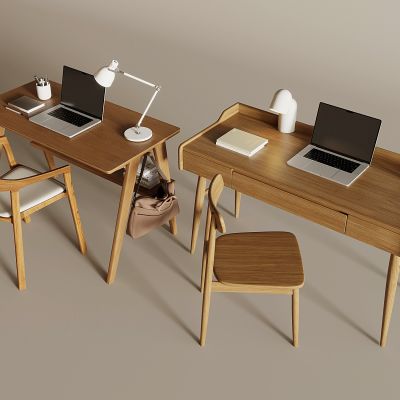 中古风书桌椅组合 电脑 台灯阅读灯 中古风抽屉书桌 扶手椅