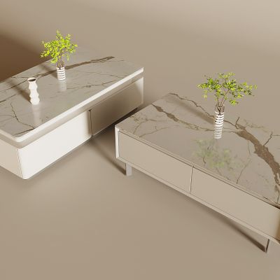 现代茶几 大理石桌面 长方形大理石茶几 抽屉茶几 客厅茶几