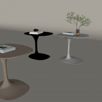 现代边几圆几 木质圆几 亚克力边几 书本书籍 水生植物