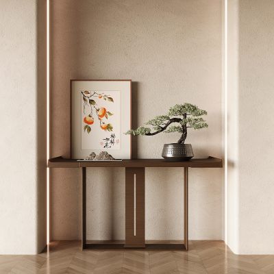 新中式端景条案 端景台 案几 玄关柜台 装饰画 绿植盆栽摆件