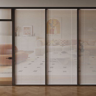 现代办公室隔断 百叶帘玻璃隔断3D模型