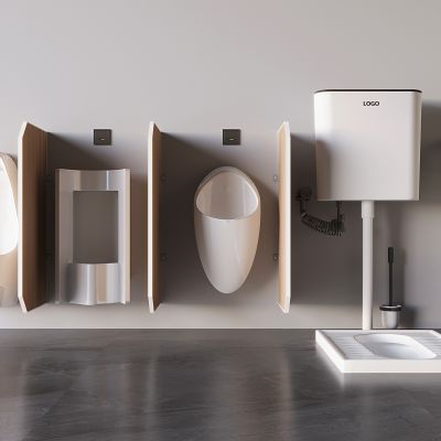 现代蹲便 小便斗 小便器 尿斗 厕纸盒 垃圾桶